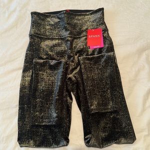NWT Velvet Black & Gold Spanx Leggings
